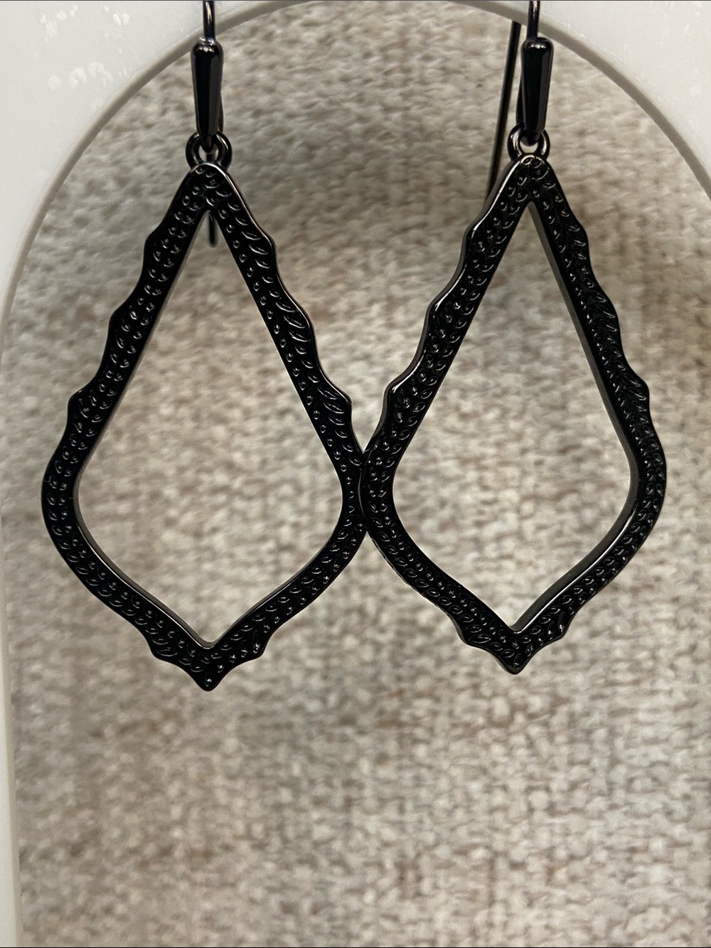 Kendra Scott Sophia 1.75 in Gunmetal Openwork Teardrop Dangle Earrings